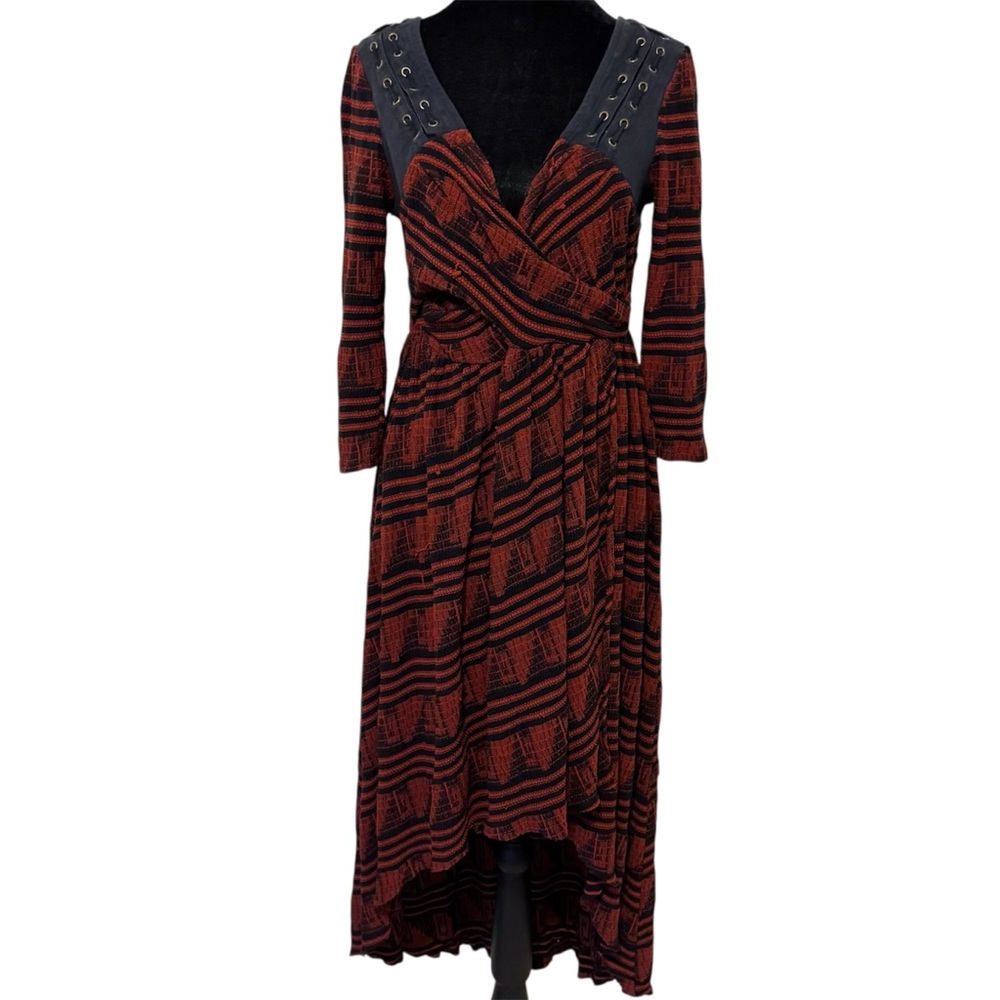 Free People New Romantics Lelani Dress High Low Red and Black Whimsigoth